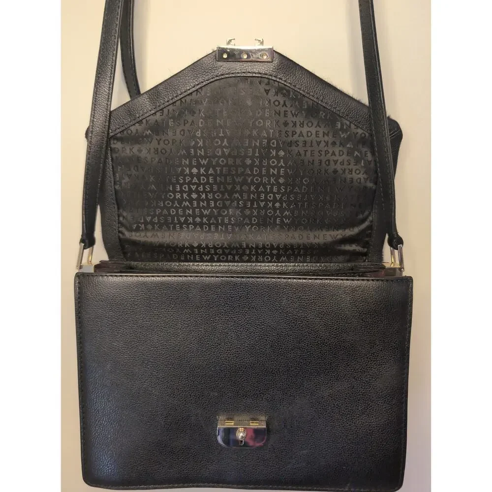 Kate Spade Calf Hair Crossbody Bag Black Wine Leather Flap Designer